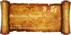 Melicska Szovát névjegykártya
